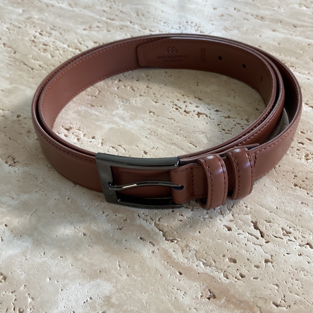 Mio Marino Collection Brown Leather Belt, Size 48